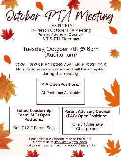 October PTA Meeting Flyer